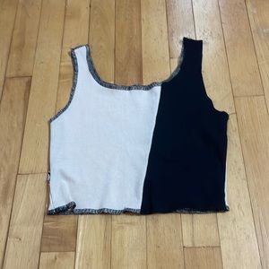 Patched black and cream crop top size: small